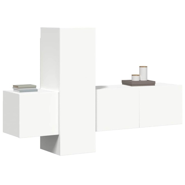 Ensemble de meubles TV 3 pcs Blanc Bois d'ingénierie