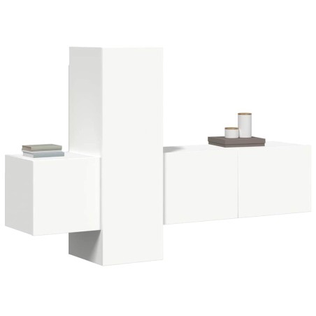 Ensemble de meubles TV 3 pcs Blanc Bois d'ingénierie