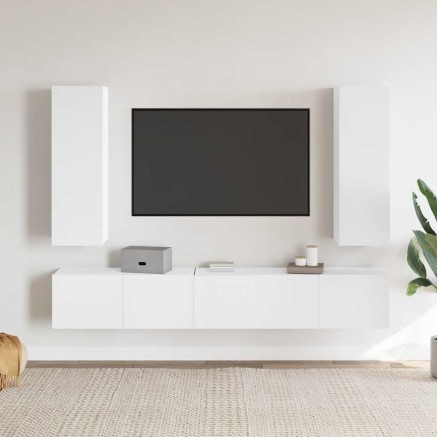 Ensemble de meubles TV 5 pcs Blanc Bois d'ingénierie