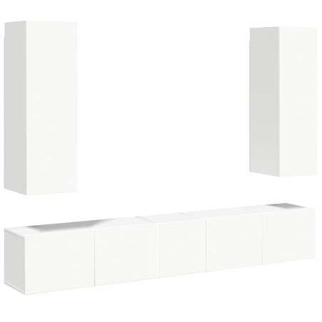 Ensemble de meubles TV 5 pcs Blanc Bois d'ingénierie
