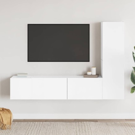 Ensemble de meubles TV 3 pcs Blanc Bois d'ingénierie