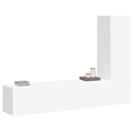 Ensemble de meubles TV 3 pcs Blanc Bois d'ingénierie