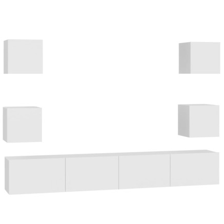 Ensemble de meubles TV 6 pcs Blanc Bois d'ingénierie 2