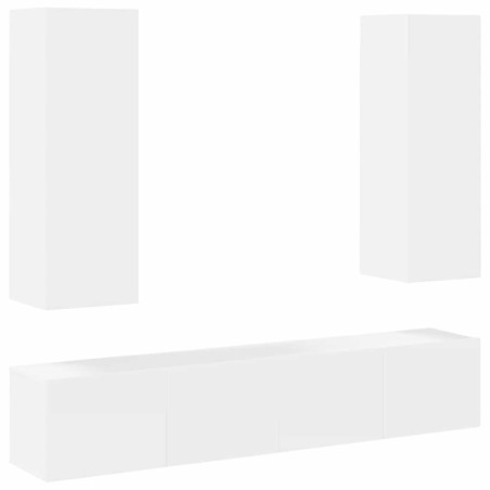Ensemble de meubles TV 4 pcs Blanc Bois d'ingénierie