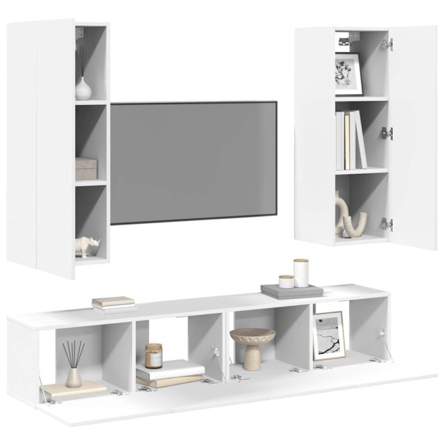Ensemble de meubles TV 4 pcs Blanc Bois d'ingénierie