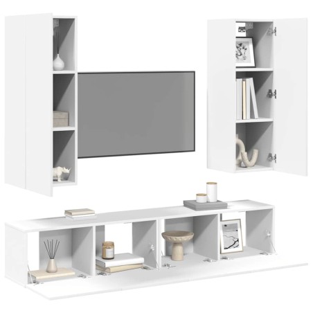 Ensemble de meubles TV 4 pcs Blanc Bois d'ingénierie