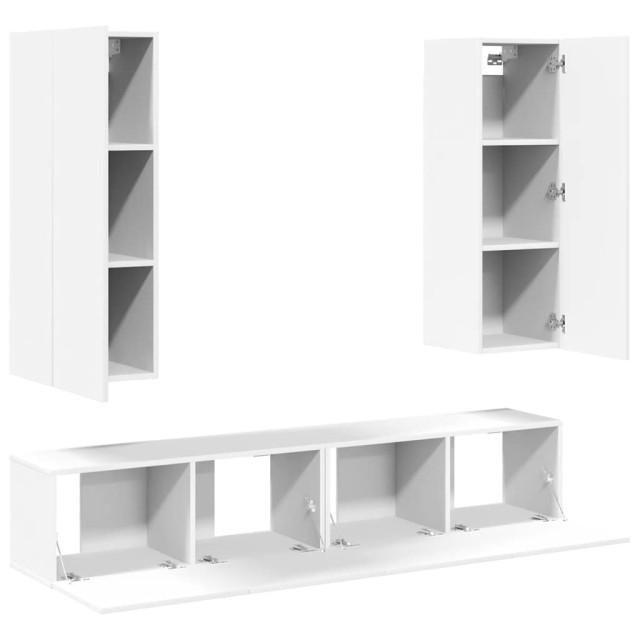 Ensemble de meubles TV 4 pcs Blanc Bois d'ingénierie