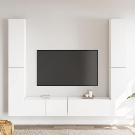Ensemble de meubles TV 6 pcs Blanc Bois d'ingénierie