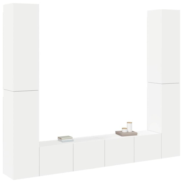 Ensemble de meubles TV 6 pcs Blanc Bois d'ingénierie