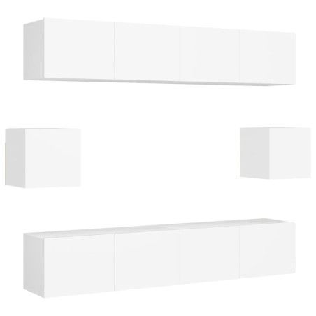 Ensemble de meubles TV 6 pcs Blanc Bois d'ingénierie