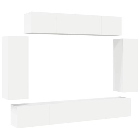 Ensemble de meuble TV 6 pcs Blanc Bois d'ingénierie
