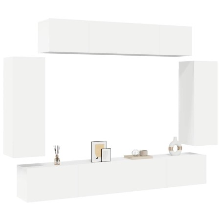 Ensemble de meuble TV 6 pcs Blanc Bois d'ingénierie