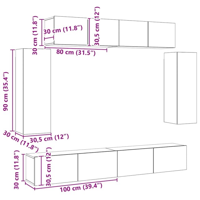 Ensemble de meuble TV 6 pcs Blanc Bois d'ingénierie
