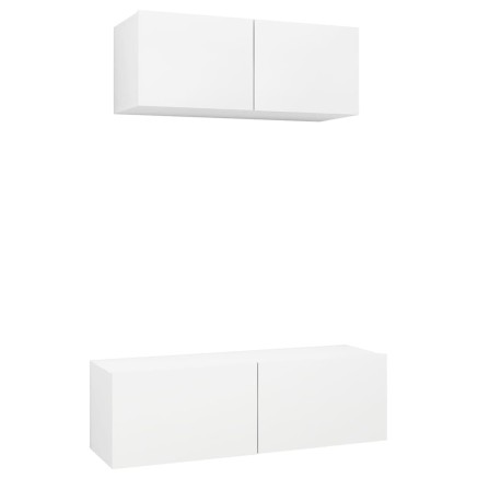 Ensemble de meubles TV 2 pcs Blanc Bois d'ingénierie 2