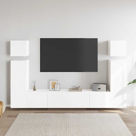 Ensemble de meubles TV 8 pcs Blanc Bois d'ingénierie