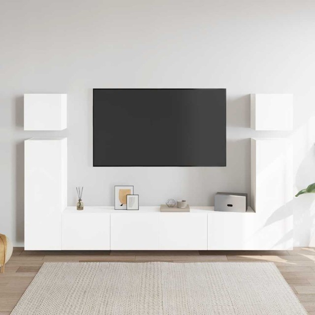 Ensemble de meubles TV 8 pcs Blanc Bois d'ingénierie
