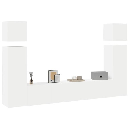 Ensemble de meubles TV 8 pcs Blanc Bois d'ingénierie