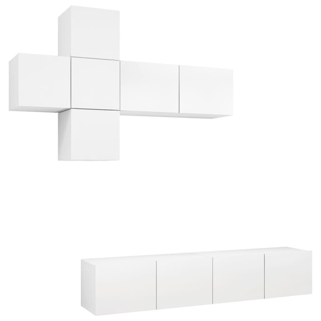 Ensemble de meuble TV 7 pcs Blanc Bois d'ingénierie