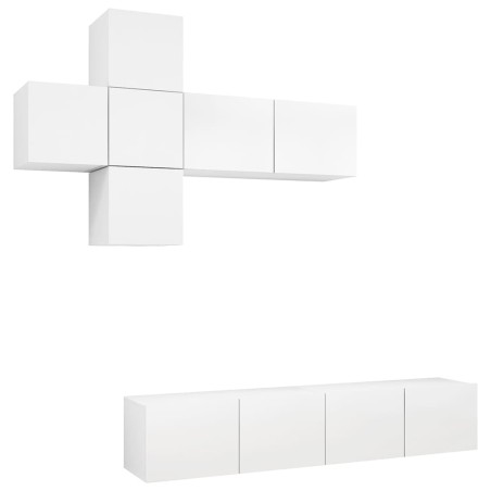 Ensemble de meuble TV 7 pcs Blanc Bois d'ingénierie