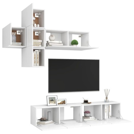 Ensemble de meuble TV 7 pcs Blanc Bois d'ingénierie