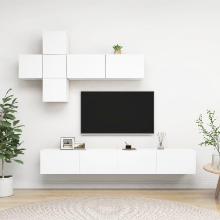 Ensemble de meuble TV 7 pcs Blanc Bois d'ingénierie