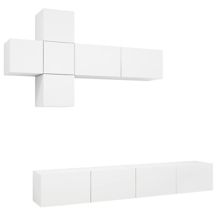 Ensemble de meuble TV 7 pcs Blanc Bois d'ingénierie 2