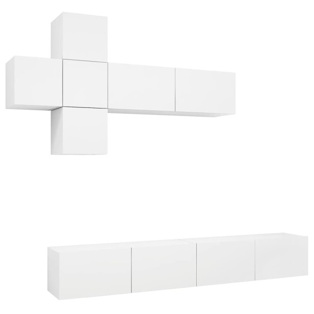 Ensemble de meuble TV 7 pcs Blanc Bois d'ingénierie