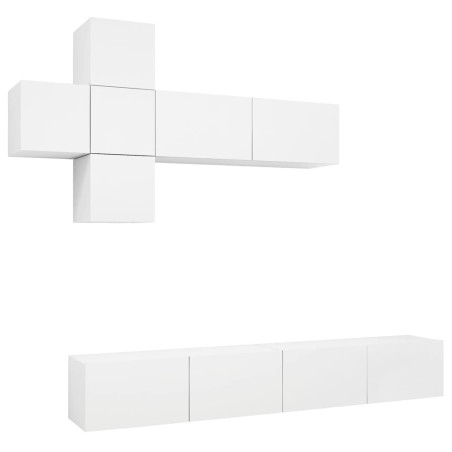 Ensemble de meuble TV 7 pcs Blanc Bois d'ingénierie