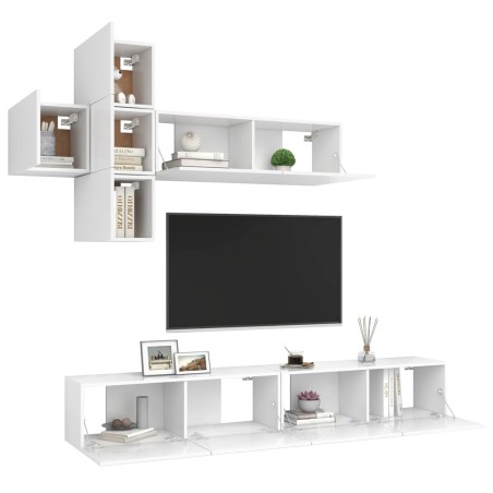 Ensemble de meuble TV 7 pcs Blanc Bois d'ingénierie