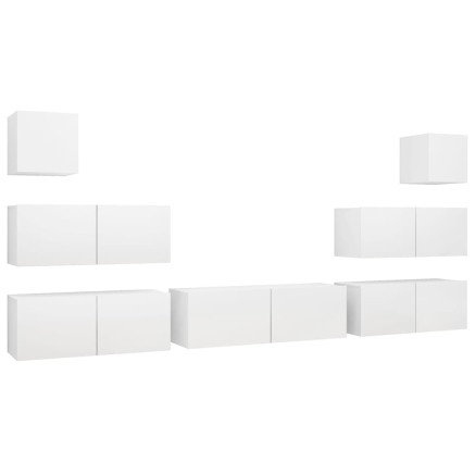 Ensemble de meubles TV 7 pcs Blanc Bois d'ingénierie 2