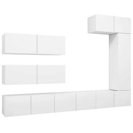 Ensemble de meubles TV 7 pcs Blanc Bois d'ingénierie 2