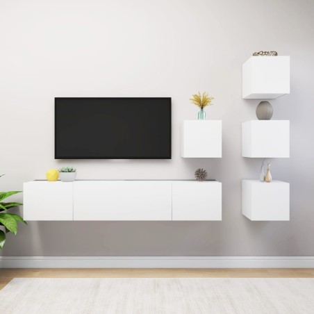Ensemble de meuble TV 6 pcs Blanc Bois d'ingénierie