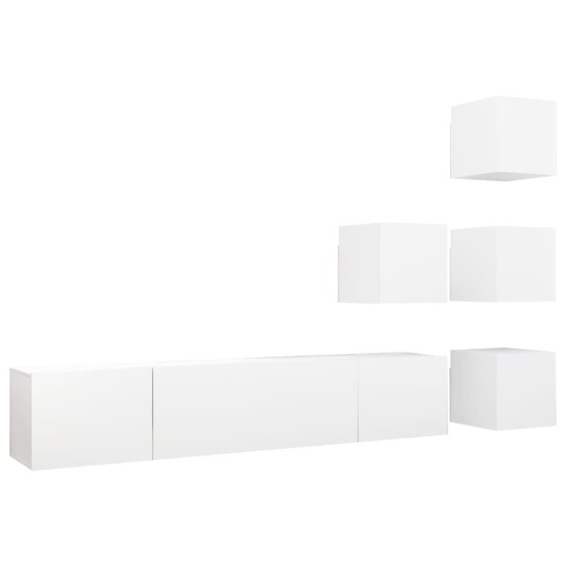 Ensemble de meuble TV 6 pcs Blanc Bois d'ingénierie