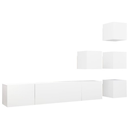 Ensemble de meuble TV 6 pcs Blanc Bois d'ingénierie