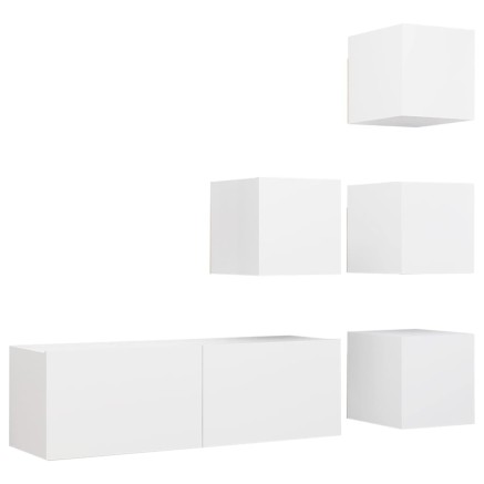 Ensemble de meuble TV 5 pcs Blanc Bois d'ingénierie 2