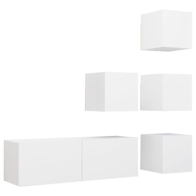 Ensemble de meuble TV 5 pcs Blanc Bois d'ingénierie