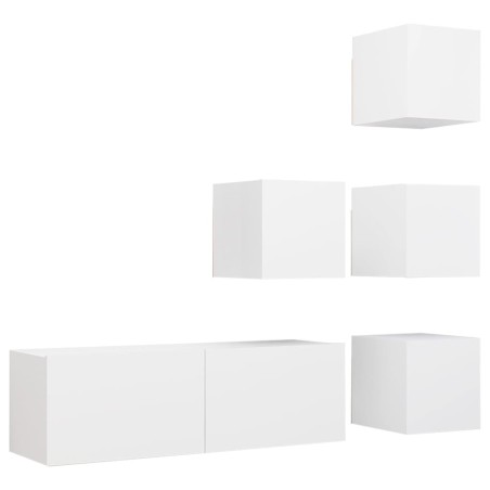 Ensemble de meuble TV 5 pcs Blanc Bois d'ingénierie