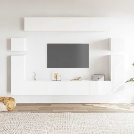 Ensemble de meubles TV 8 pcs Blanc Bois d'ingénierie