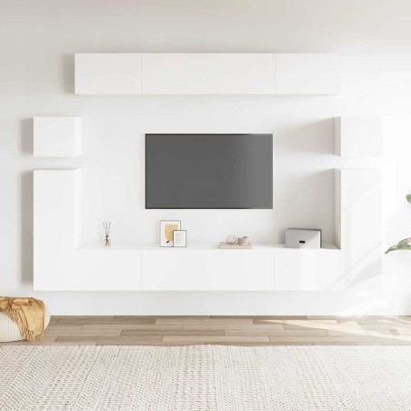 Ensemble de meubles TV 8 pcs Blanc Bois d'ingénierie