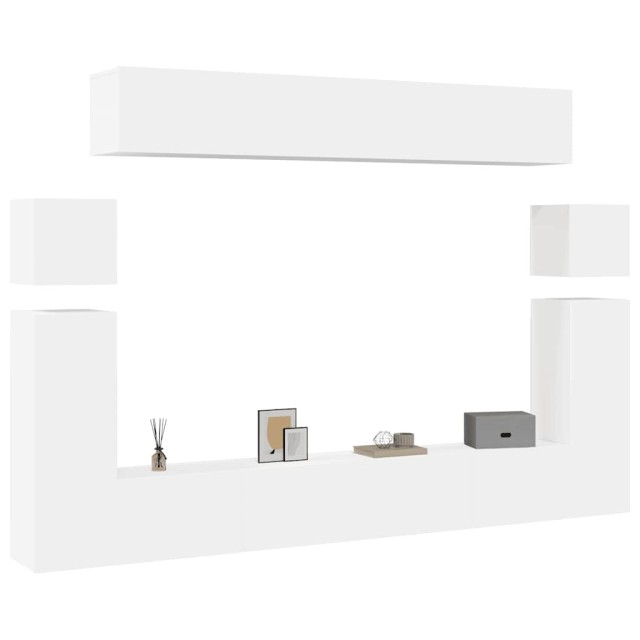 Ensemble de meubles TV 8 pcs Blanc Bois d'ingénierie
