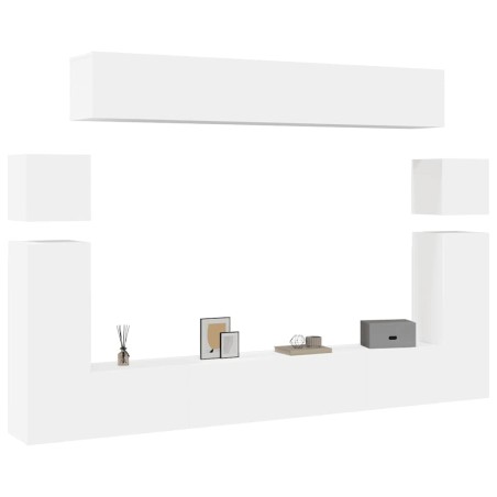 Ensemble de meubles TV 8 pcs Blanc Bois d'ingénierie
