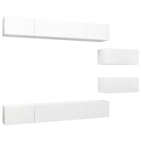 Ensemble de meubles TV 6 pcs Blanc Bois d'ingénierie