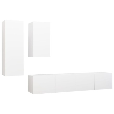 Ensemble de meubles TV 4 pcs Blanc Bois d'ingénierie 2