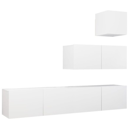 Ensemble de meubles TV 4 pcs Blanc Bois d'ingénierie 2