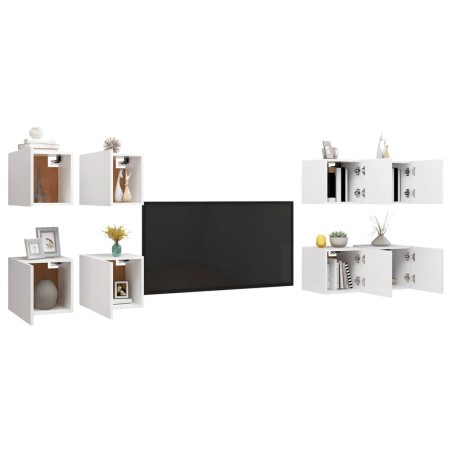 Meubles TV muraux 8 pcs Blanc 30,5x30x30 cm