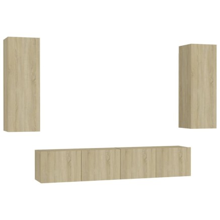 Ensemble de meubles TV 4 pcs Chêne sonoma Bois d'ingénierie 2