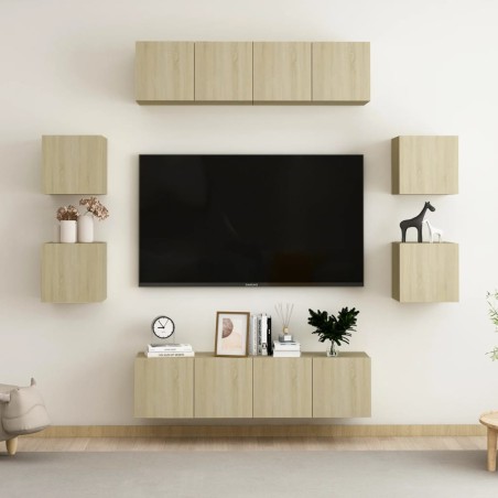 Ensemble de meubles TV 8 pcs Chêne sonoma Bois d'ingénierie