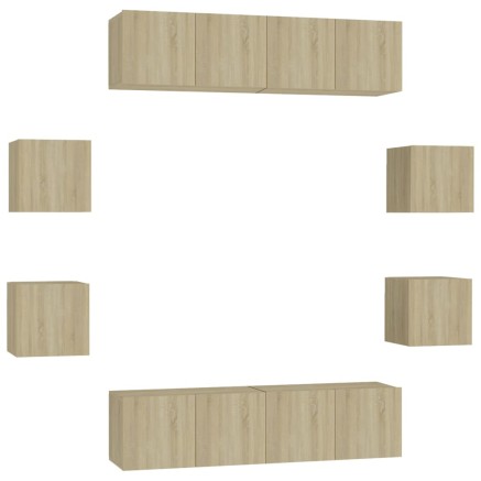 Ensemble de meubles TV 8 pcs Chêne sonoma Bois d'ingénierie 2
