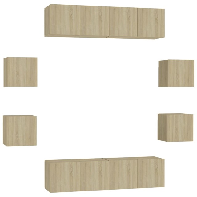 Ensemble de meubles TV 8 pcs Chêne sonoma Bois d'ingénierie