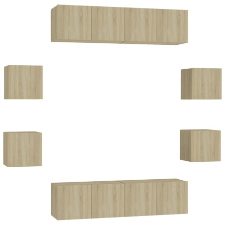 Ensemble de meubles TV 8 pcs Chêne sonoma Bois d'ingénierie